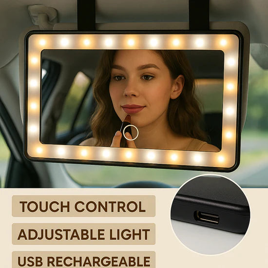 Luxloop Rechargeable Car Makeup Mirror with LED Lights