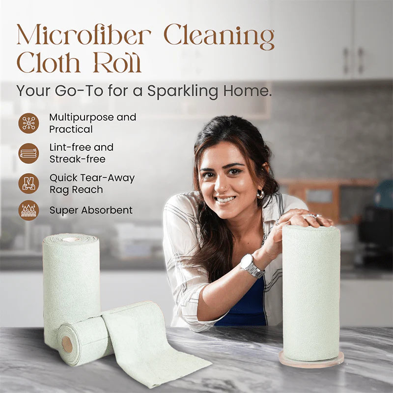 Microfiber Cleaning Cloth roll (Reusable upto 120 times✨)